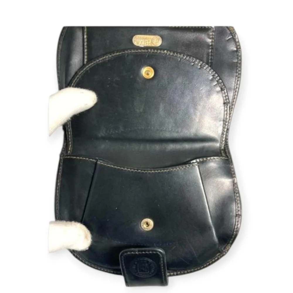 Fendi Vintage Pequin Stripe Half Moon Wallet Brown Black COA